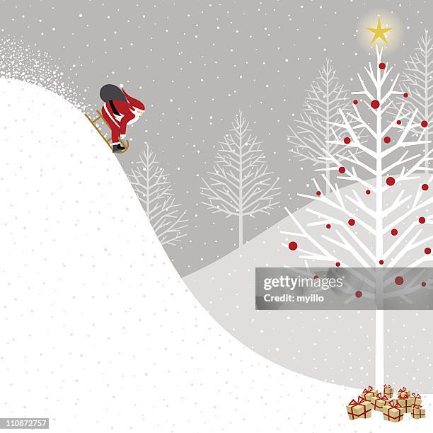 santa claus lieferung geschenke - dekoration für die weihnachtsbaumspitze stock-grafiken, -clipart, -cartoons und -symbole