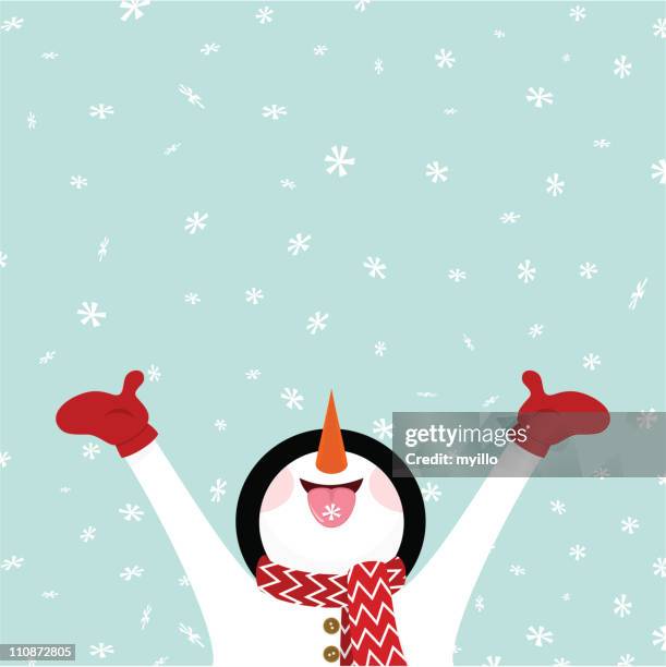 ilustrações, clipart, desenhos animados e ícones de homem comendo neve/let it snow ilustração vetorial - snowman