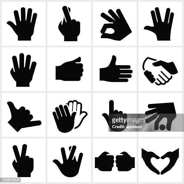 hand gesture symbols - fingers crossed stock illustrations