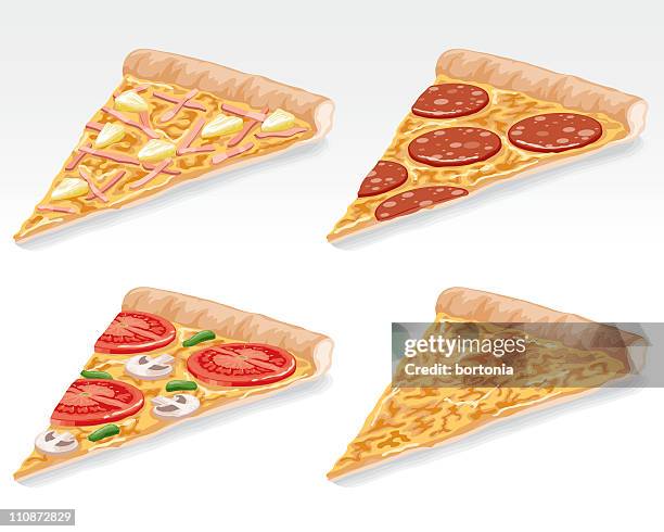 pizza slices - vegetarian pizza stock illustrations