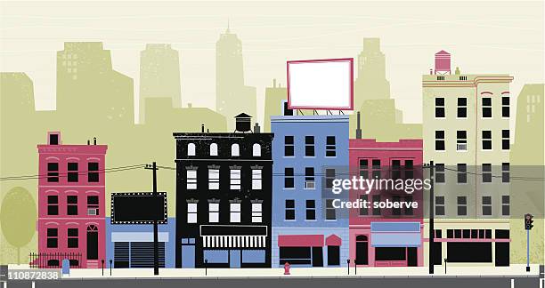 stockillustraties, clipart, cartoons en iconen met city street - billboard stock illustrations