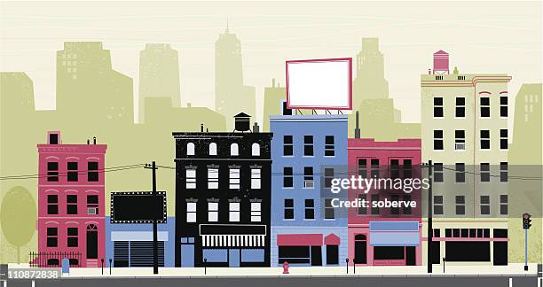 stockillustraties, clipart, cartoons en iconen met city street - winkelstraat