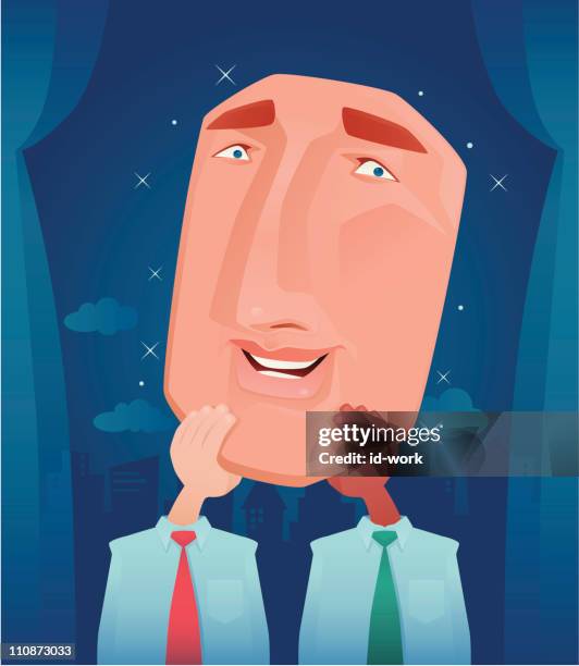 smiling face mask - hands touching window stock illustrations