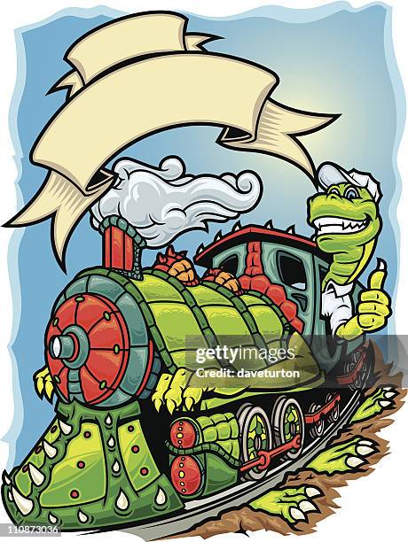 dinosaur train - steam engine stock illustrations