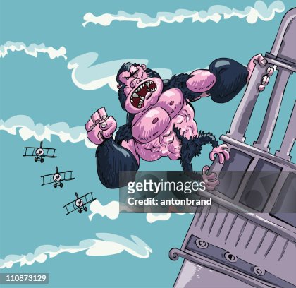 Cartoon King Kong Hanging On A Building High-Res Vector Graphic - Getty  Images