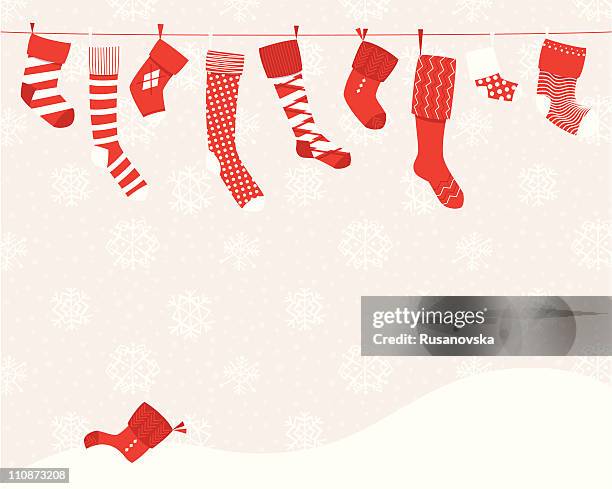 stockillustraties, clipart, cartoons en iconen met christmas stockings (horizontal) - kerstkous