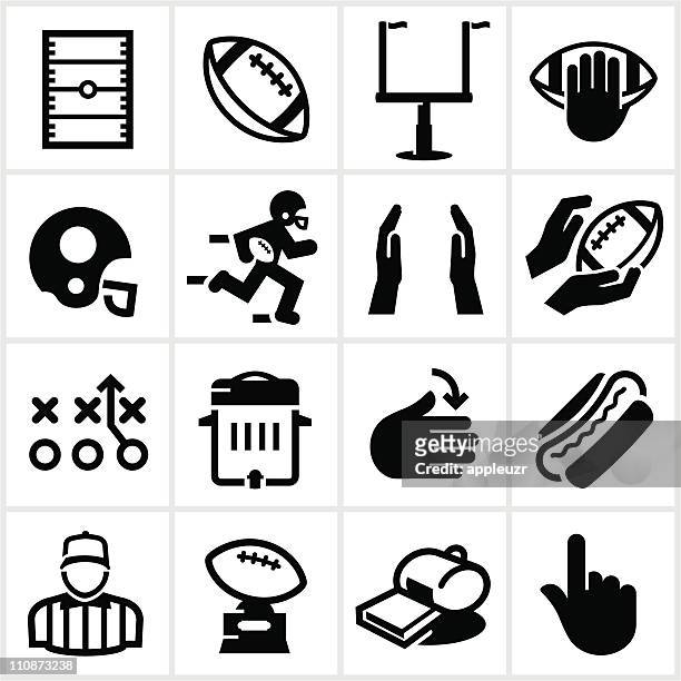 black football icons - touchdown signal stock illustrations