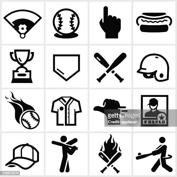 black baseball icons - base sports equipment 幅插畫檔、美工圖案、卡通及圖標