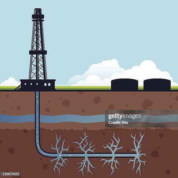 hydraulic fracturing gas drilling - fracking stock illustrations