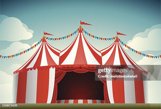 ilustraciones, imágenes clip art, dibujos animados e iconos de stock de carpa de circo - carpa circo