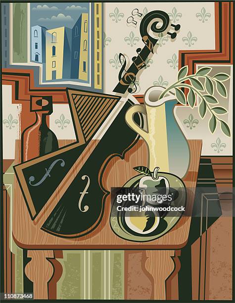 stockillustraties, clipart, cartoons en iconen met still life with music - stilleven