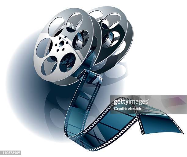 stockillustraties, clipart, cartoons en iconen met movie film and canister - première