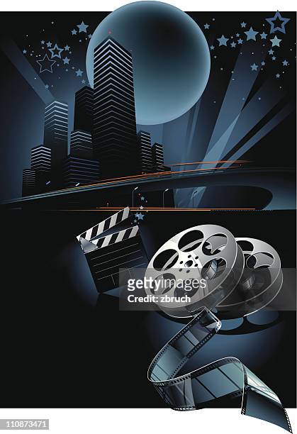 cinema vector composition - skyscraper film stock illustrations
