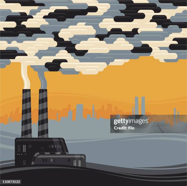 environmental pollution - factory smoke stock illustrations