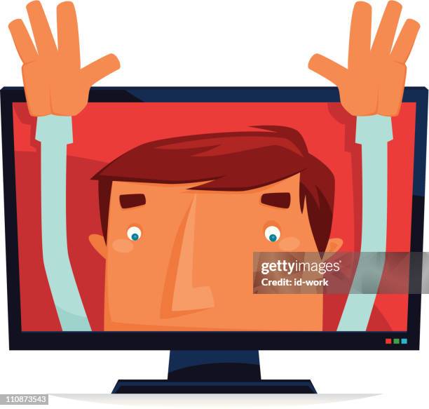 man raising hand - beckoning stock illustrations