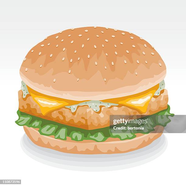 stockillustraties, clipart, cartoons en iconen met fish burger - fillet