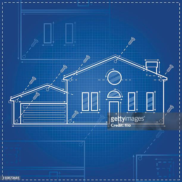 home blueprint - model house stock illustrations