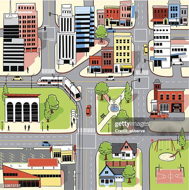 illustrazioni stock, clip art, cartoni animati e icone di tendenza di mappa della città - mappa della città