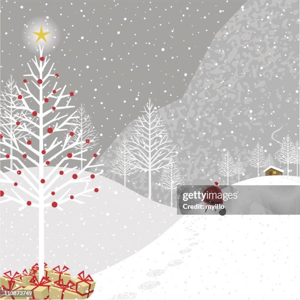 bildbanksillustrationer, clip art samt tecknat material och ikoner med cartoon illustration of santa claus delivering presents - nordisk natur