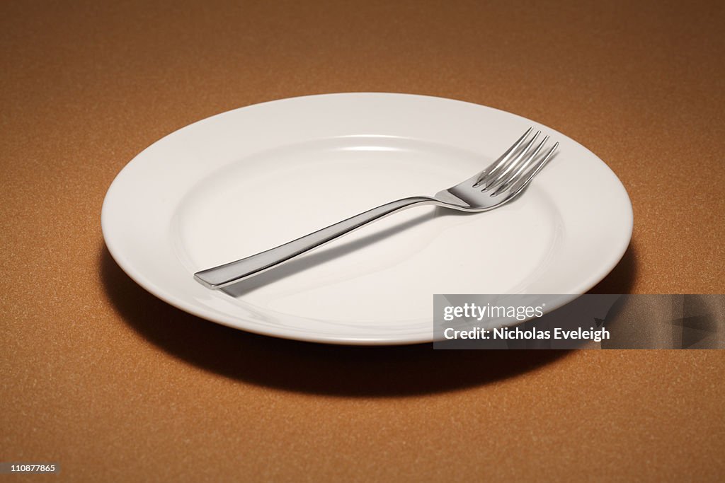 Small empty plate with fork