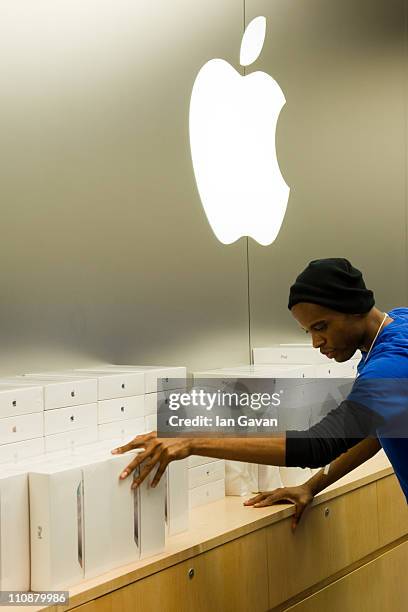 Boxes of the new Apple iPad 2 are stacked as it goes on sale at Apple Store, Regent Street on March 25, 2011 in London, England. The latest iPad went...