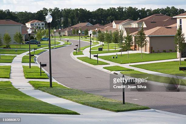houses on suburban block, apopka, florida - suburban neighborhood stock-fotos und bilder