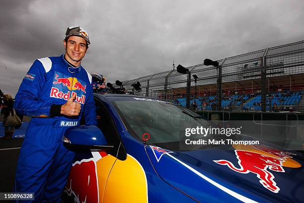 Supercar driver Rick Kelly prepares to compete in the Red Bull Race Off before qualifying for the Australian Formula One Grand Prix at the Albert...