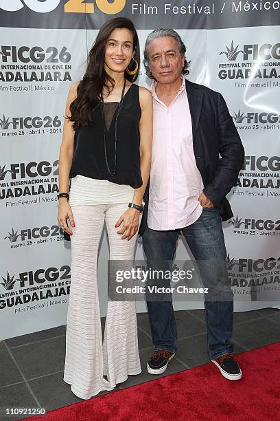 Actress Lymari Nadal and actor Edward James Olmos attend the premiere of the "The Harvest" at the 26th Edition of the Guadalajara International Film...