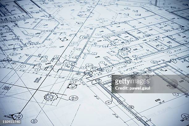 blueprint - toned image. - construction background stock pictures, royalty-free photos & images