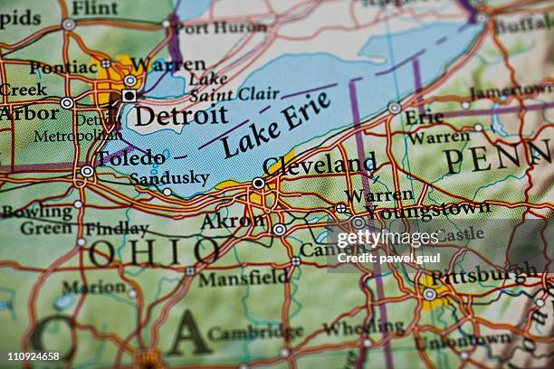 cleveland, oh map - cleveland state stock pictures, royalty-free photos & images