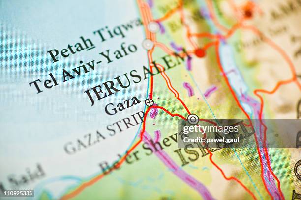 gerusalemme, israele mappa - striscia di gaza foto e immagini stock