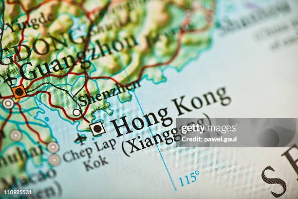 hong kong, china map - hong kong map stock pictures, royalty-free photos & images