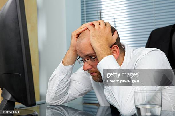 stressed out businessman - pulling hair stock pictures, royalty-free photos & images