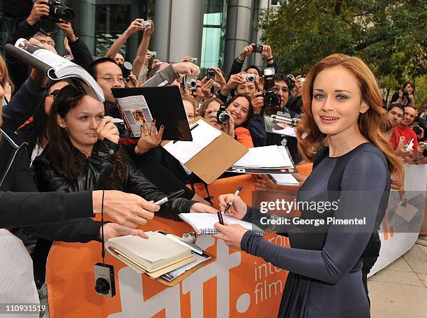 Actress Alexis Bledel arrives at "The Conspirator" Premiere held at Roy Thomson Hall during the 35th Toronto International Film Festival on September...