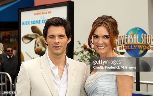 Actor James Marsden and his wife Lisa Linde attend the premiere of Universal Pictures' and Illumination Entertainment's "Hop" on March 27, 2011 in...