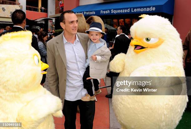 Actor Hank Azaria and his son Hal arrive at the premiere of Universal Pictures and Illumination Entertainment's "HOP" at CityWalk on March 27, 2011...