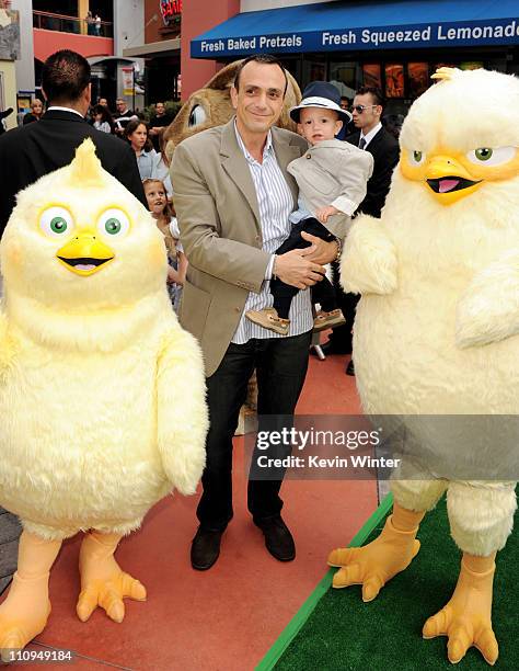 Actor Hank Azaria and his son Hal arrive at the premiere of Universal Pictures and Illumination Entertainment's "HOP" at CityWalk on March 27, 2011...