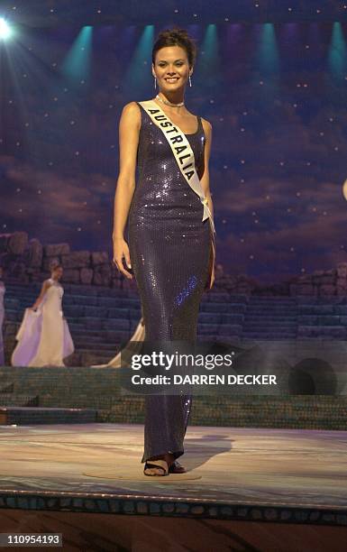Samantha Frost, Miss Australia 2000, competes 07 May 2000 in her choice of evening gown for the coveted 2000 Miss UNIVERSE crown. Each Delegate is...