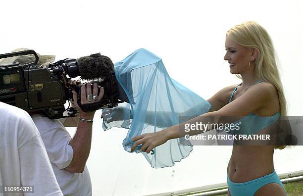 Heidi Willman, Miss Finland 2001, models her Bluepoint Swim swimsuit at the Westin Rio Mar Beach Hotel and Resort in Rio Grande, Puerto Rico, 27...