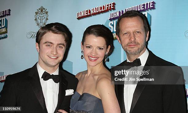 Actors Daniel Radcliffe, Rose Hemingway and Director Rob Ashford attend the after party for the Broadway opening night of "How To Succeed In Business...