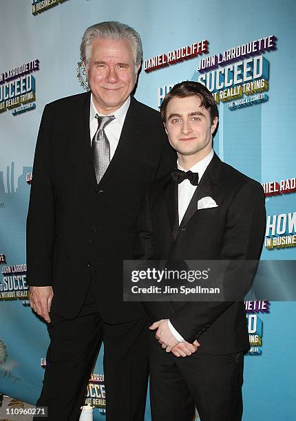 Actors John Larroquette and Daniel Radcliffe attend the after party for the Broadway opening night of "How To Succeed In Business Without Really...