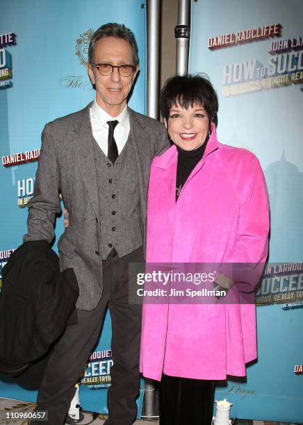 Liza Minnelli and guest attend the after party for the Broadway opening night of "How To Succeed In Business Without Really Trying" at The Plaza...