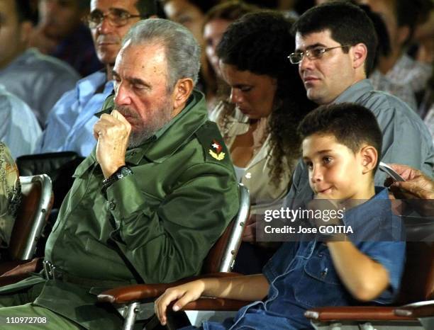 File Photo of Fidel Castro and Elian Gonzalez in Santa Clara, Cuba on October 20th, 2004 - Cuban President Fidel Castro is seen in Santa Clara, about...