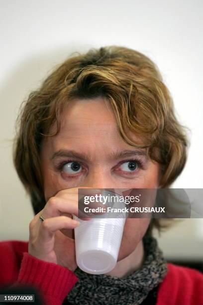 Isabelle Dinoire who received the world's first partial face transplant addresses a news conference at Amiens hospital in Amiens, France on February...