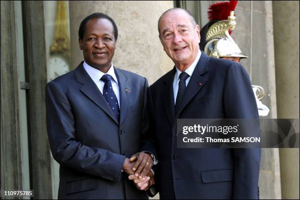 Jacques Chirac receives Burkina Faso Blaise Compaore at the Elysee Palace - Jacques Chirac and Blaise Compaore in Paris, France on June 02nd, 2006.