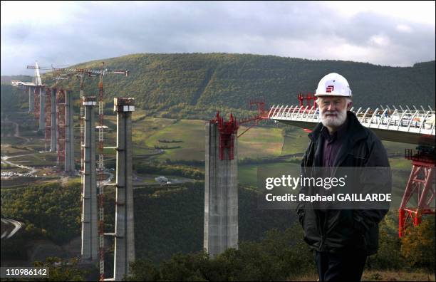 From The Northern Part Of The Construction Site Of The Millau Viaduct, Chief Project Engineer Jean-Pierre Martin, From Eiffage Group, Shows The...