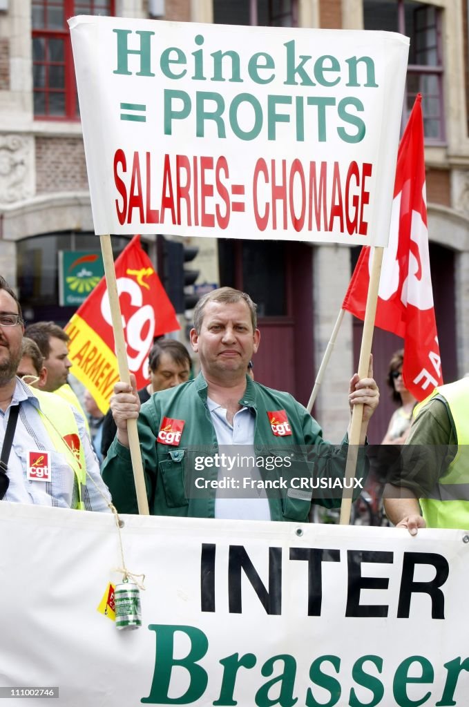 Demonstration against the reforms of pensions and 35 hours in Lille, France on June 17th, 2008