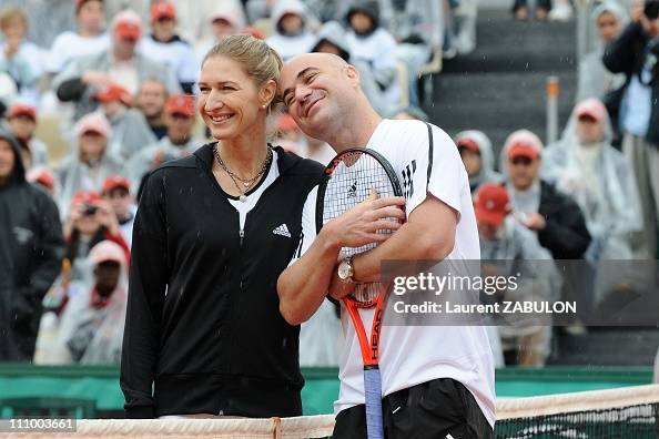 Andre Agassi and Steffi Graf in Roland-Garros for the Andre Agassi Foundation in Paris, France on June 06th, 2009. Andre Agassi and Steffi Graf in Roland-Garros for the Andre Agassi Foundation in Paris, France on June 06th, 2009.