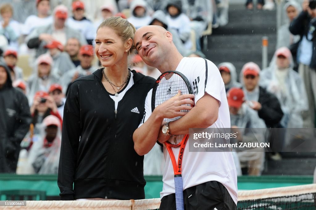 Andre Agassi and Steffi Graf in Roland-Garros for the Andre Agassi Foundation in Paris, France on June 06th, 2009.