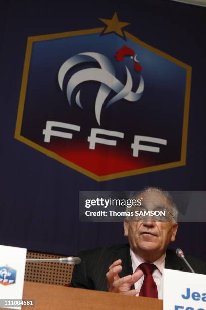 French Football Federation announced that Raymond Domenech remains in charge of the national football team in Paris, France on July 3rd, 2008 -...